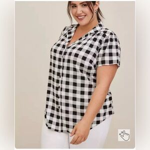 Torrid Black and White Checkered Blouse